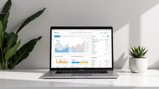Modern e-commerce platform dashboard interface showing product listings, sales metrics, and order management features on computer screen